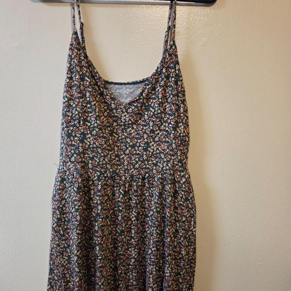 Arizona Jean Co Floral Romper Womens Large V-Neck Spaghetti Strap Multicolor